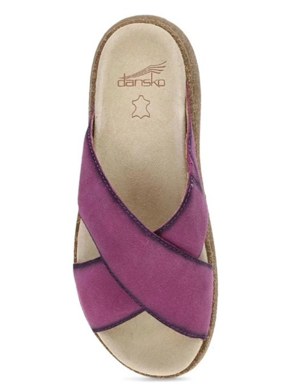 Dansko Bridget Plum Purple Suede Crisscross Wedge Slide Sandals Womens Size 37